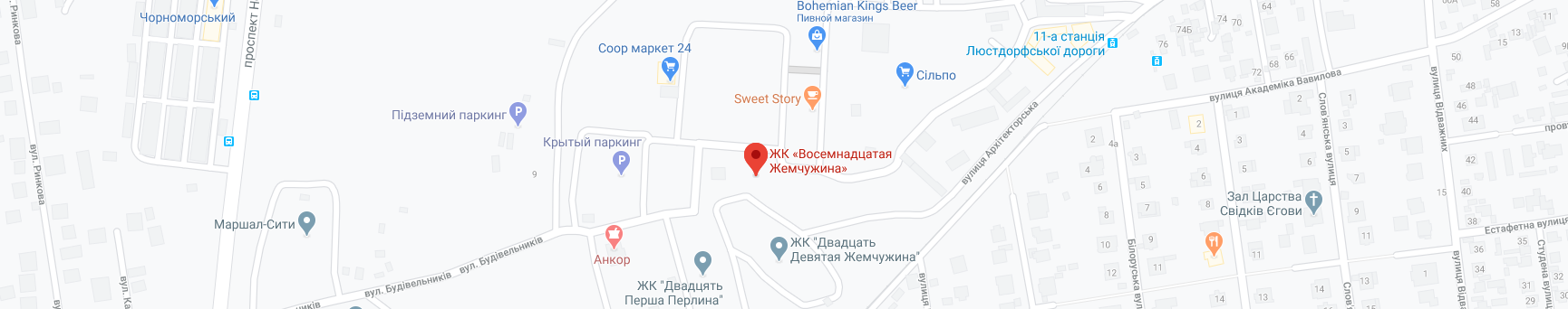 Карта Google ЖК 18 Жемчужина
